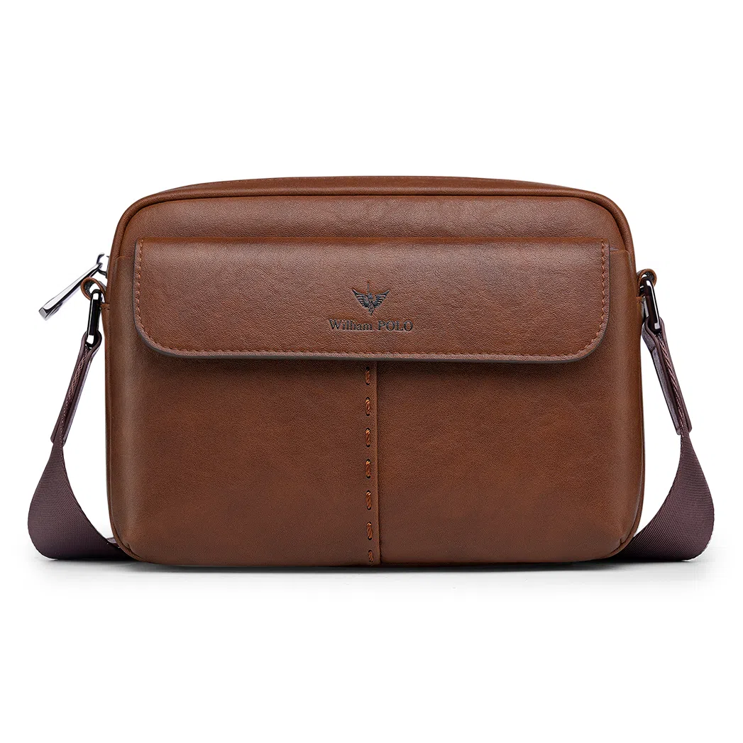 WilliamPOLO Vintage Business Casual Leather Shoulder Bag