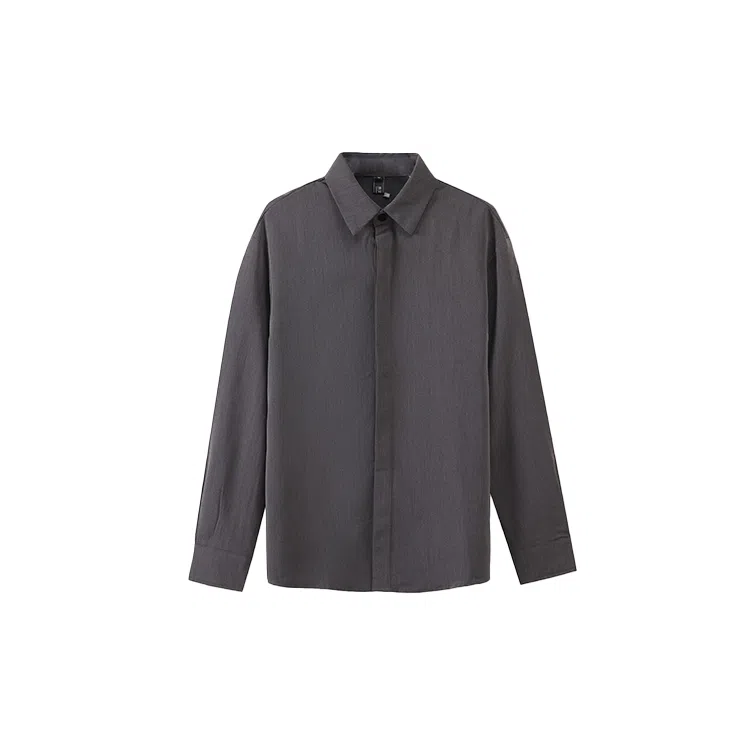 我是大卫 纯色透气百搭通勤单排扣长袖衬衫 男女同款