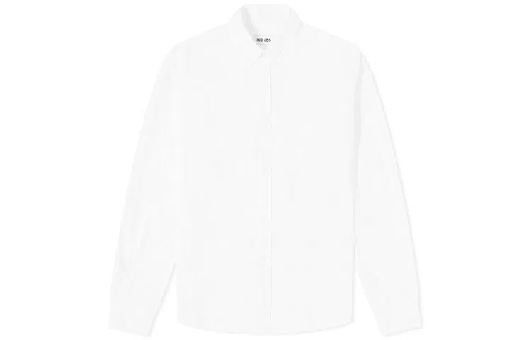 KENZO FW21 Logo Embroidered Long Sleeve Shirt White