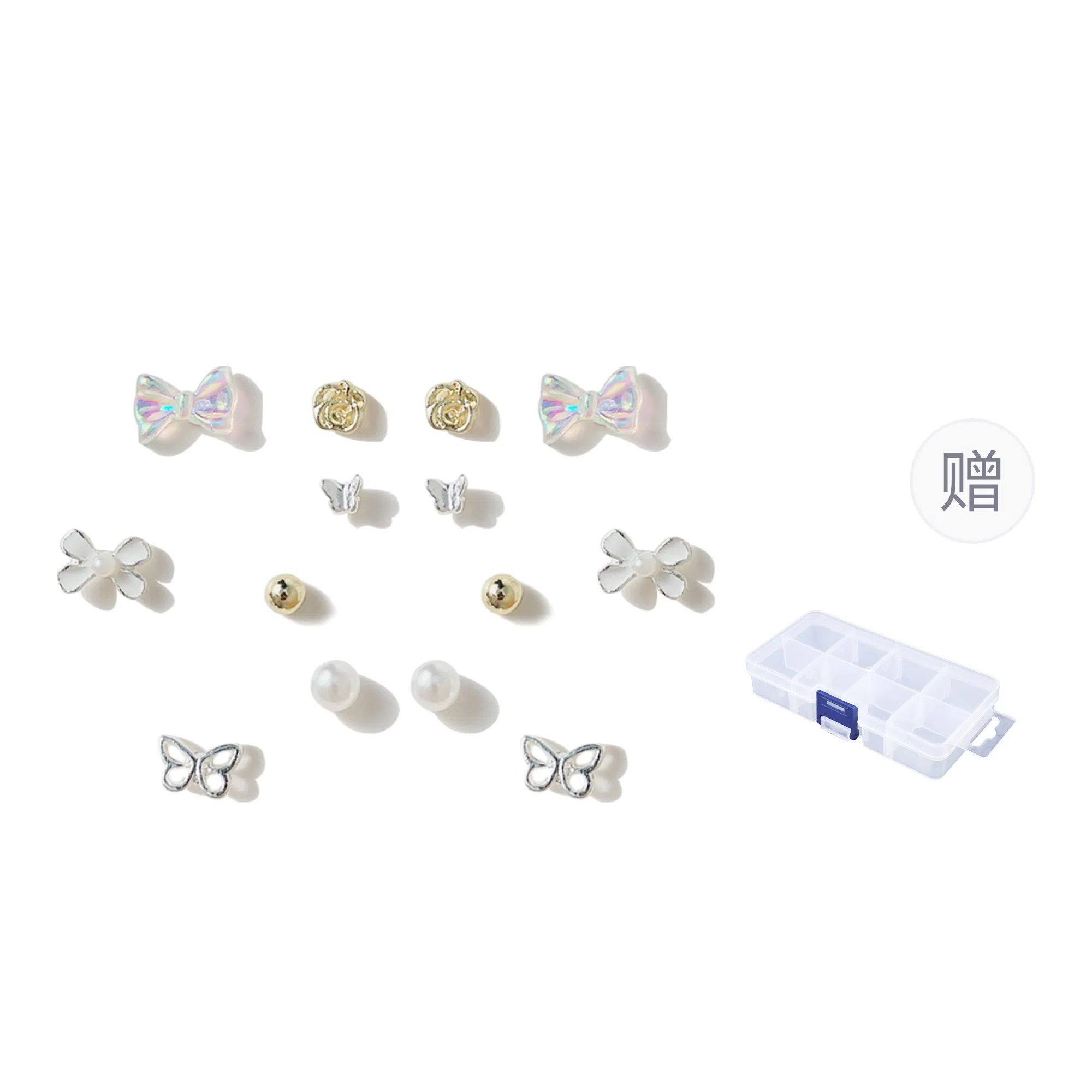 【七对套装组】 希遇 养耳洞 一周不重复百搭通勤 爱心四叶草 小清新甜美少 女心 轻奢小众高级感 精致小巧礼盒装 合金 耳钉 女款