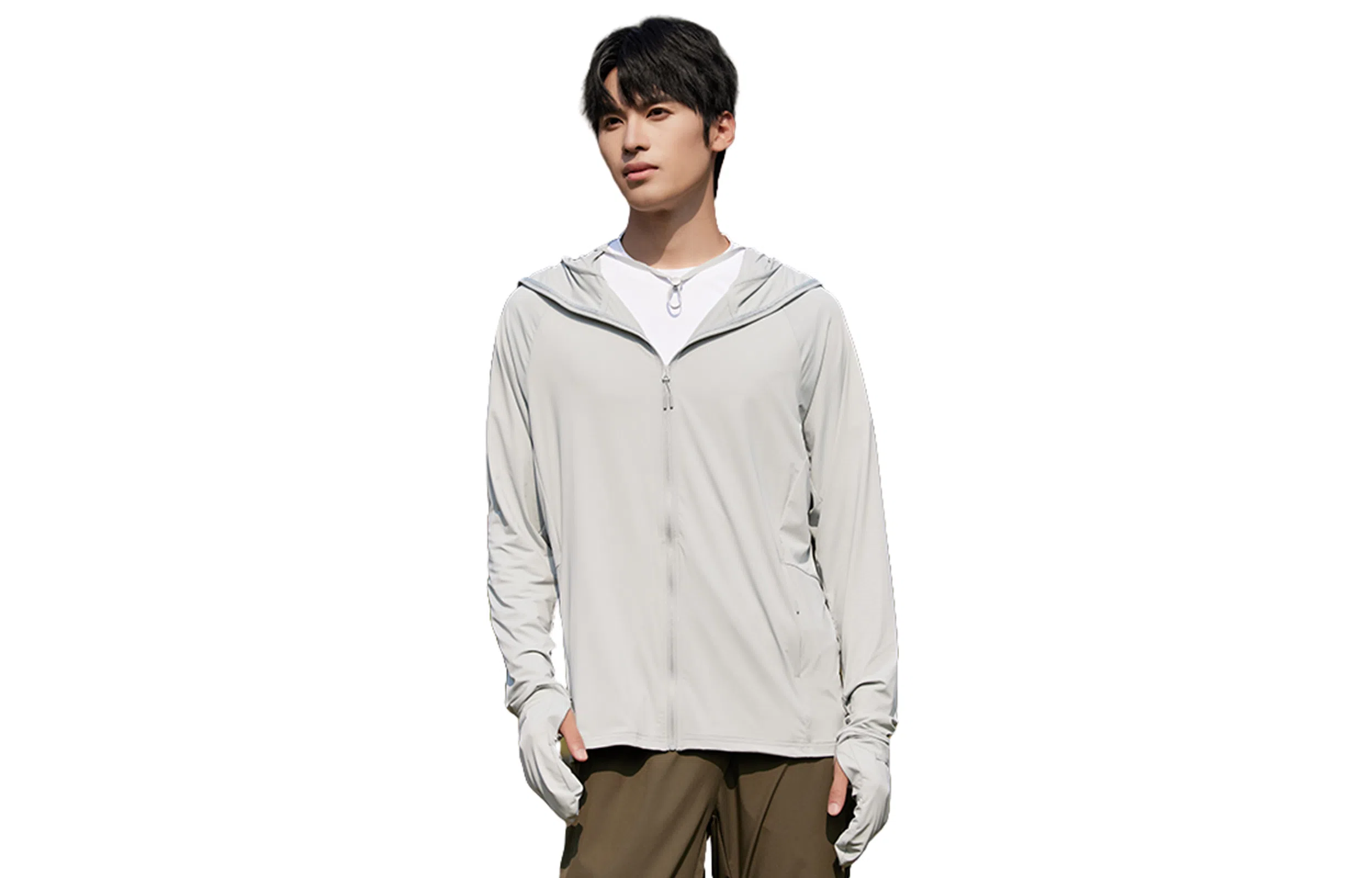 木林森 连帽百搭纯色舒适长袖防晒服 男女同款