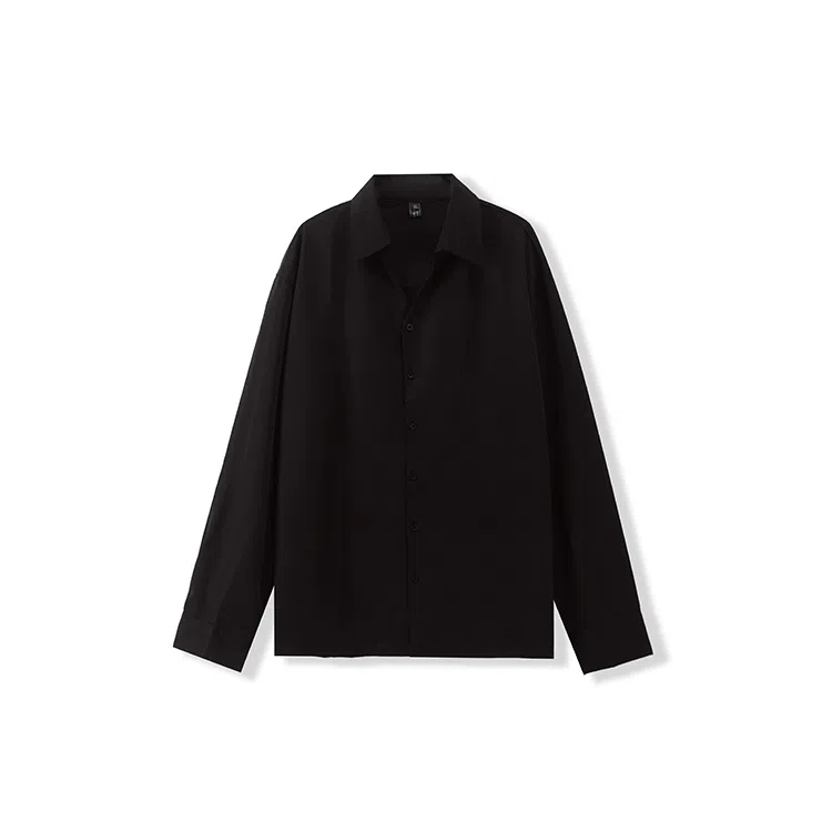 我是大卫 气质柔软亲肤透气轻商务通勤纯色尖领长袖衬衫 男女同款