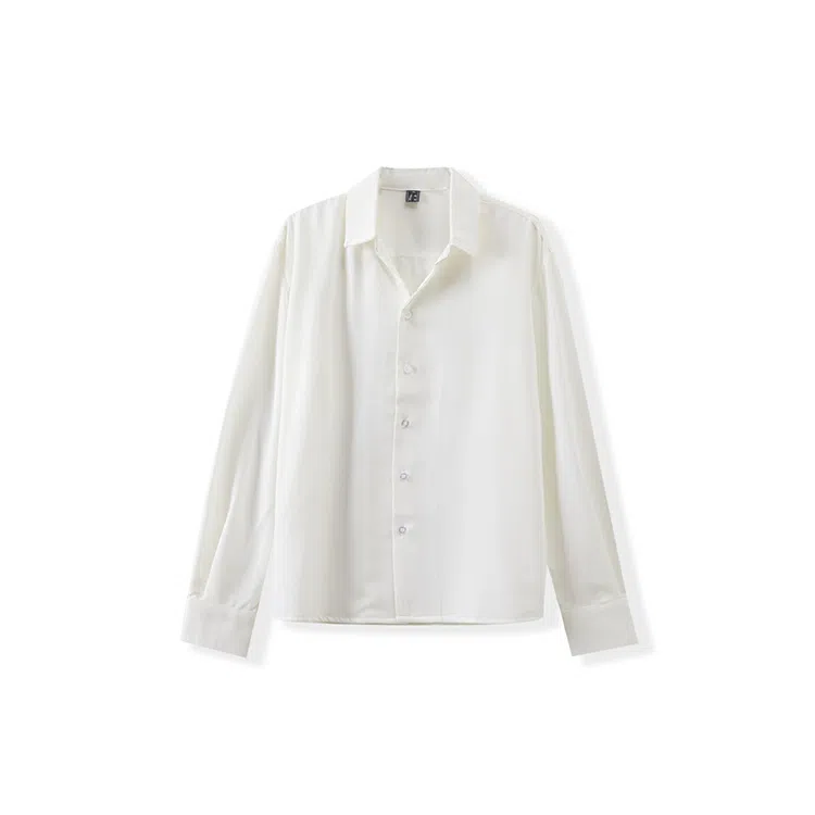 我是大卫 气质柔软亲肤透气轻商务通勤纯色尖领长袖衬衫 男女同款