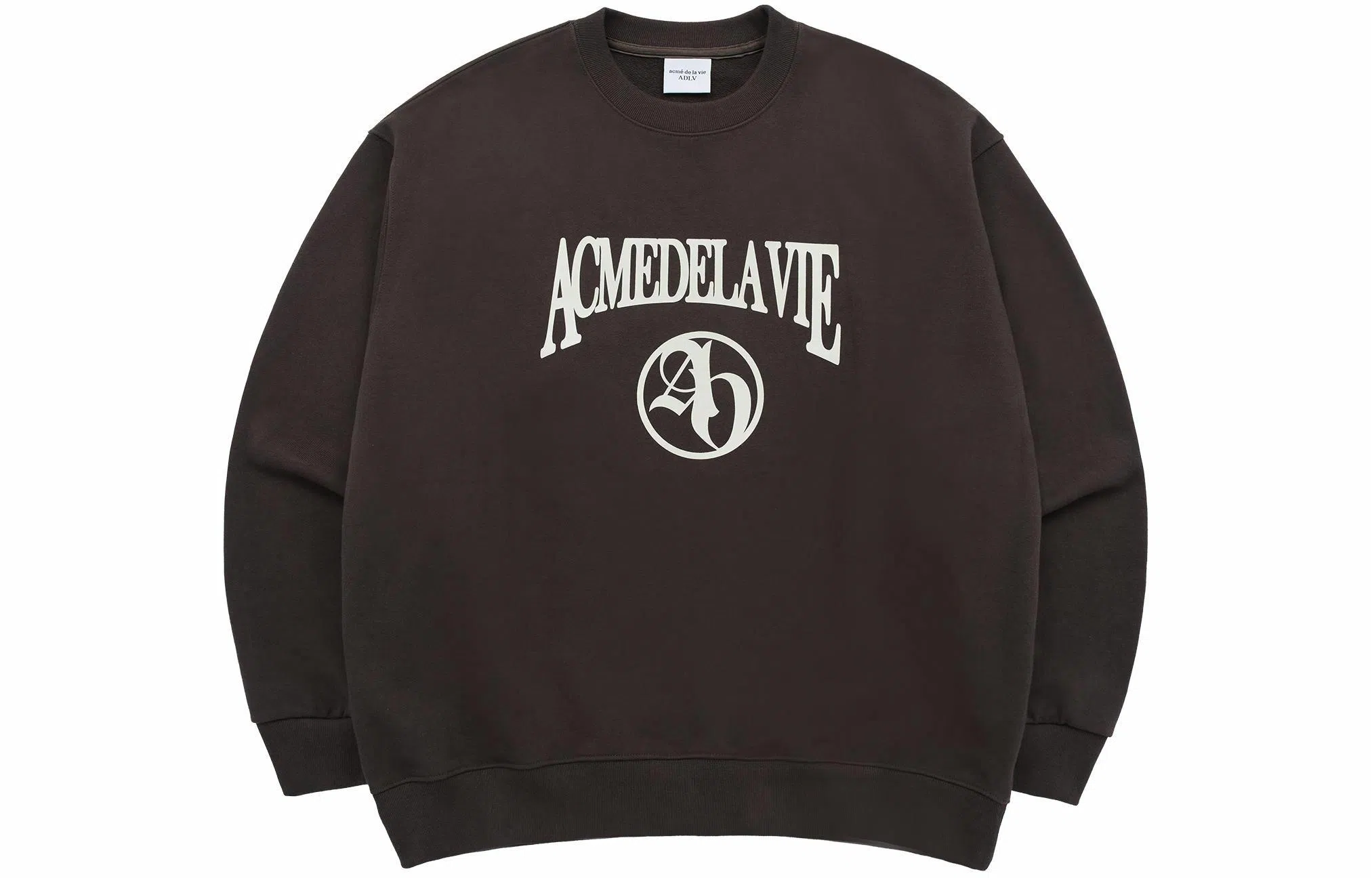 acme de la vie ADLV Letter Print Crewneck Sweatshirt Brown