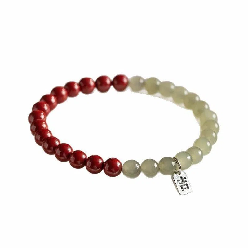 【朱事顺利】 指尖瑰宝 转运珠吉祥如意财运连连#好运 复古风新中式浪漫告白 朱砂 玉石手串 男女同款情侣款