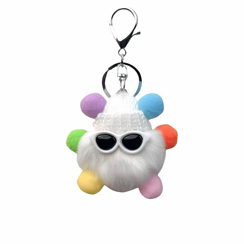 丹琴 搞怪酷帅墨镜小煤球 可爱少女心包包书包公仔挂饰卡通玩偶汽车 毛绒 挂件 男女同款情侣款