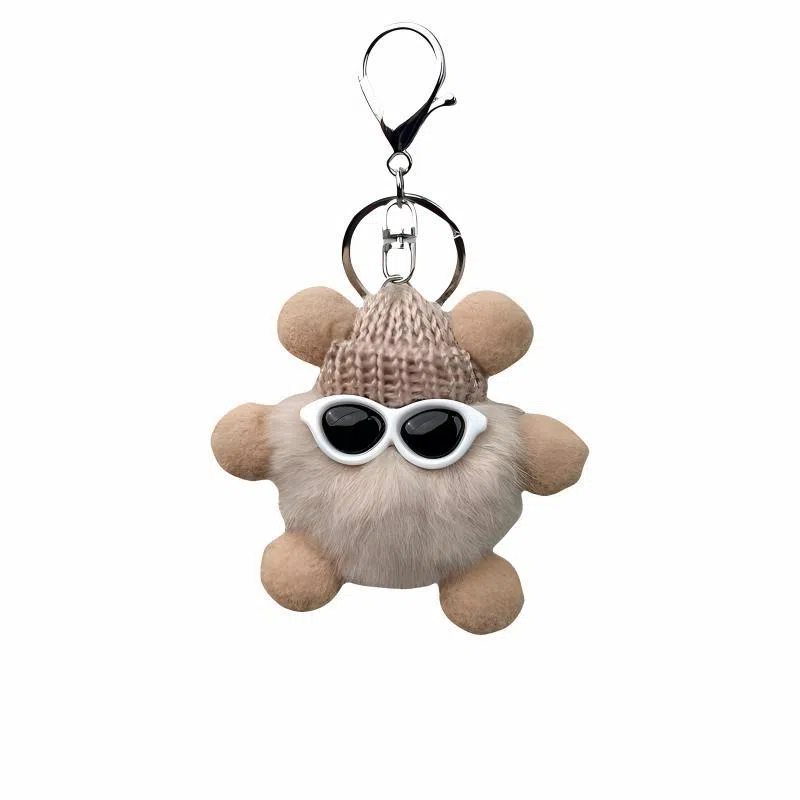丹琴 搞怪酷帅墨镜小煤球 可爱少女心包包书包公仔挂饰卡通玩偶汽车 毛绒 挂件 男女同款情侣款