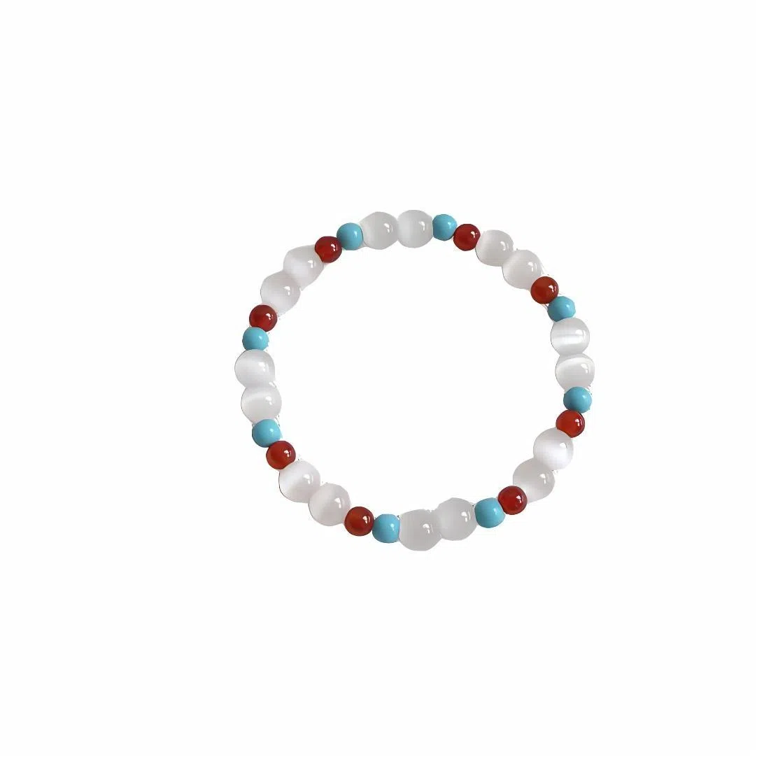 【珠事顺利】 指尖瑰宝 #好运 招财纳福 小众原创设计简约复古 女神夏日出游必备百搭高级中式清新 玻璃猫眼 手串 男女同款情侣款