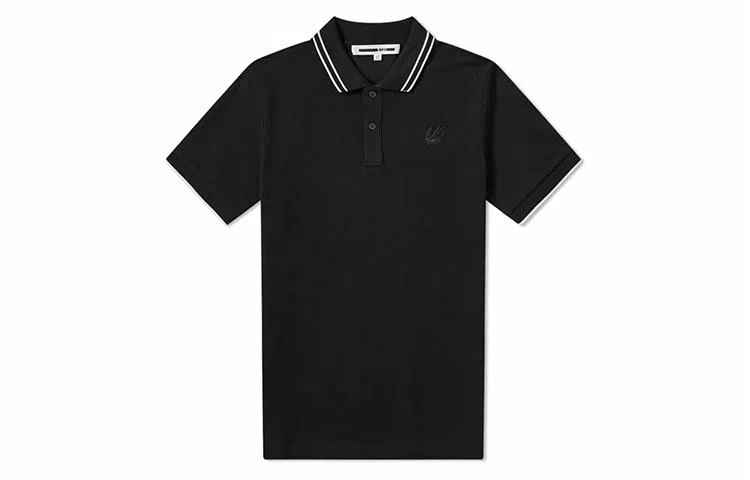 McQ Alexander McQueen Embroidered Swallow Polo Black