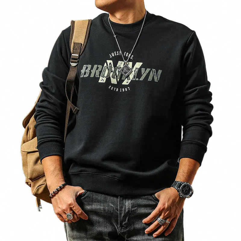 季言 重磅印花圆领长袖卫衣 男款