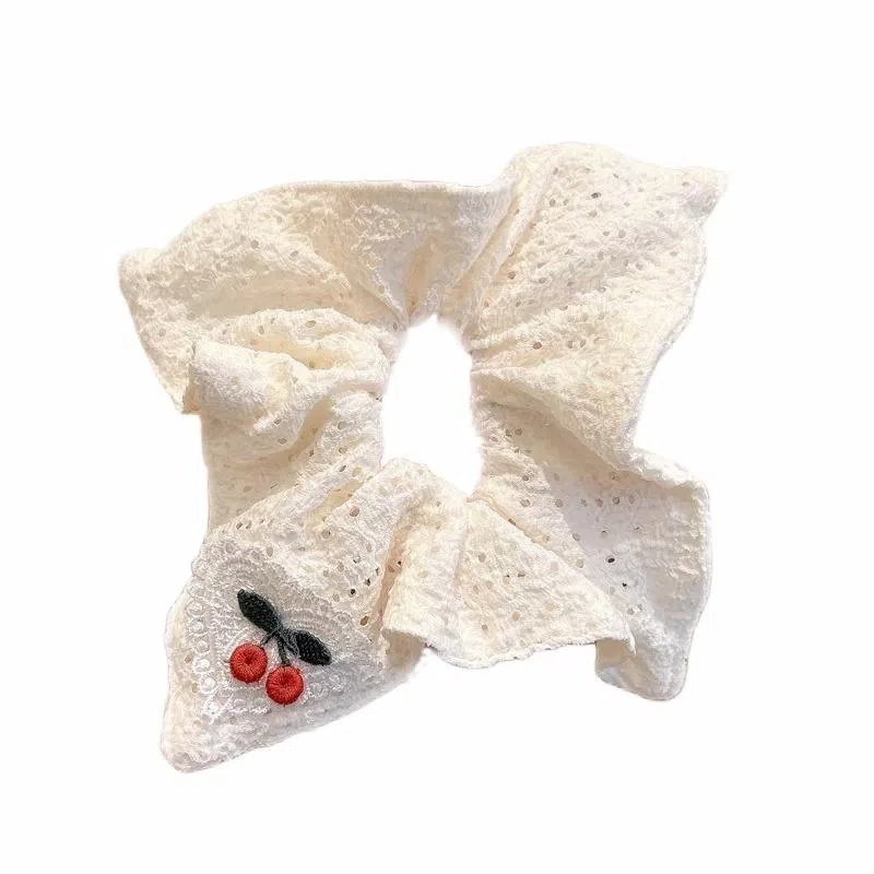 水中玉 樱桃方巾扎头发饰高级感肥肠头绳猪大肠发绳 皮筋 发圈 女款