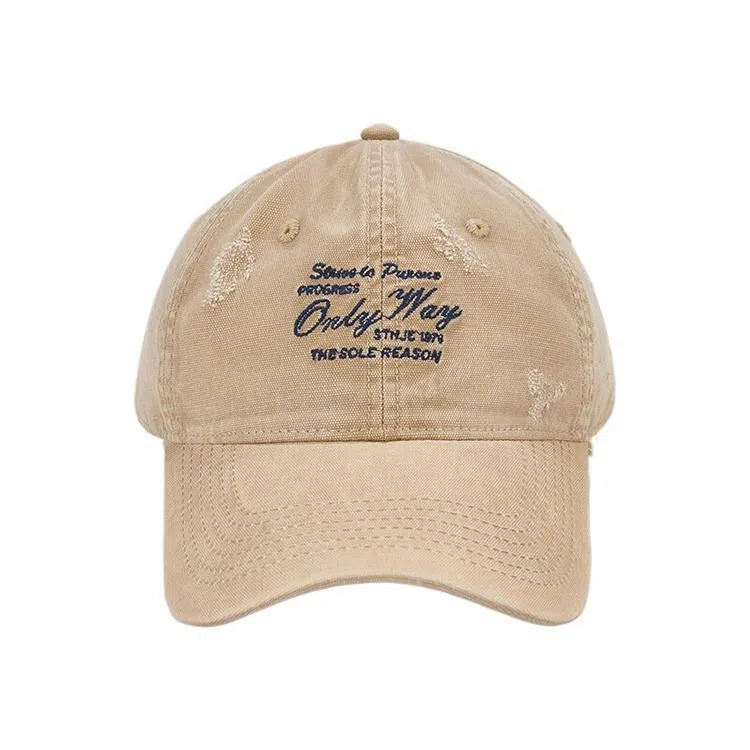 心水好物 软顶水洗破洞韩版大头围复古牛仔显脸小百搭遮阳 棉 鸭舌帽 男女同款情侣款