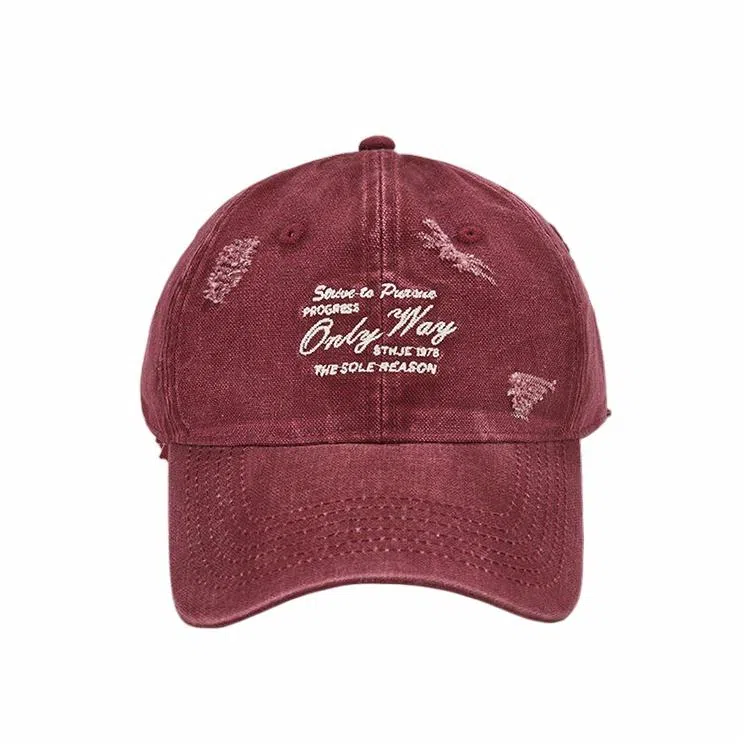 心水好物 软顶水洗破洞韩版大头围复古牛仔显脸小百搭遮阳 棉 鸭舌帽 男女同款情侣款