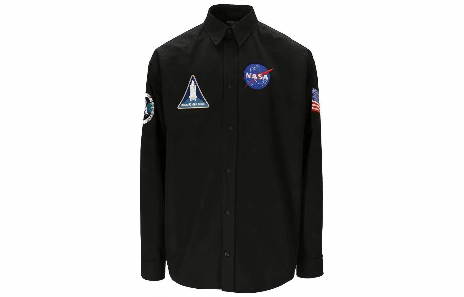 Balenciaga NASA Embroidered Long Sleeve Shirt Black