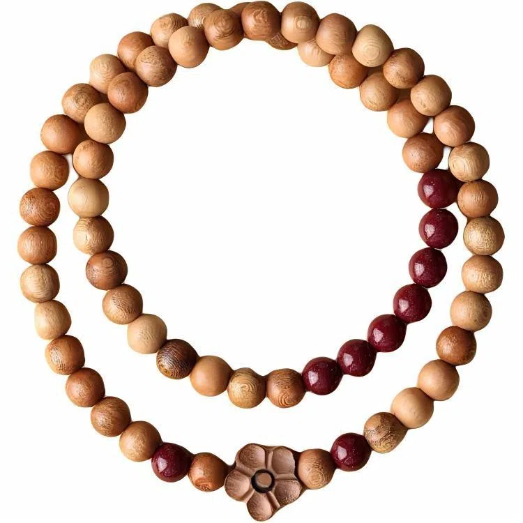 【平安吉祥】 指尖瑰宝 原创设计天然原矿朱砂梅花护身#好运 双圈叠戴民族风 桃木 手串 女款