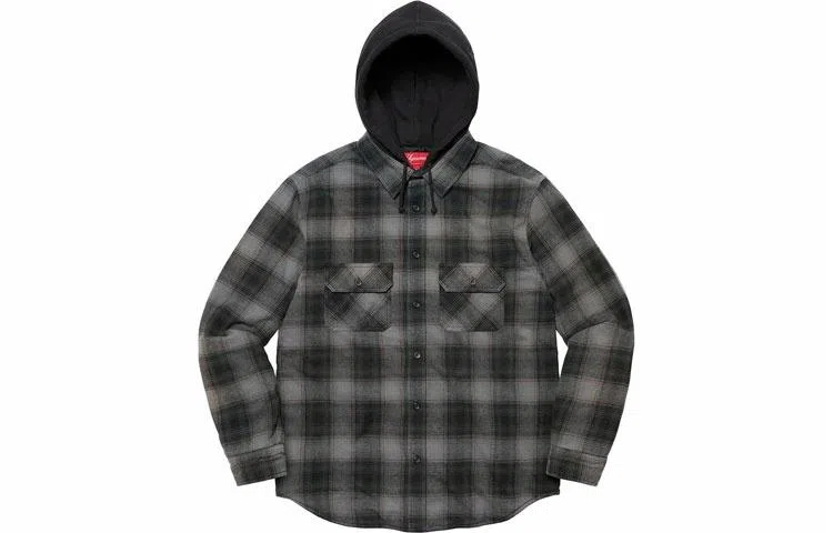 Supreme FW21 Week 9 Hooded Flannel Zip Up Shirt