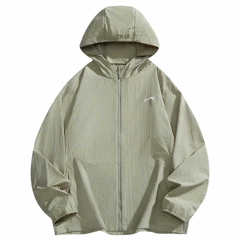 贵人鸟 美式高街简约纯色舒适时尚百搭印花连帽长袖 透气防紫外线防晒服 男女同款