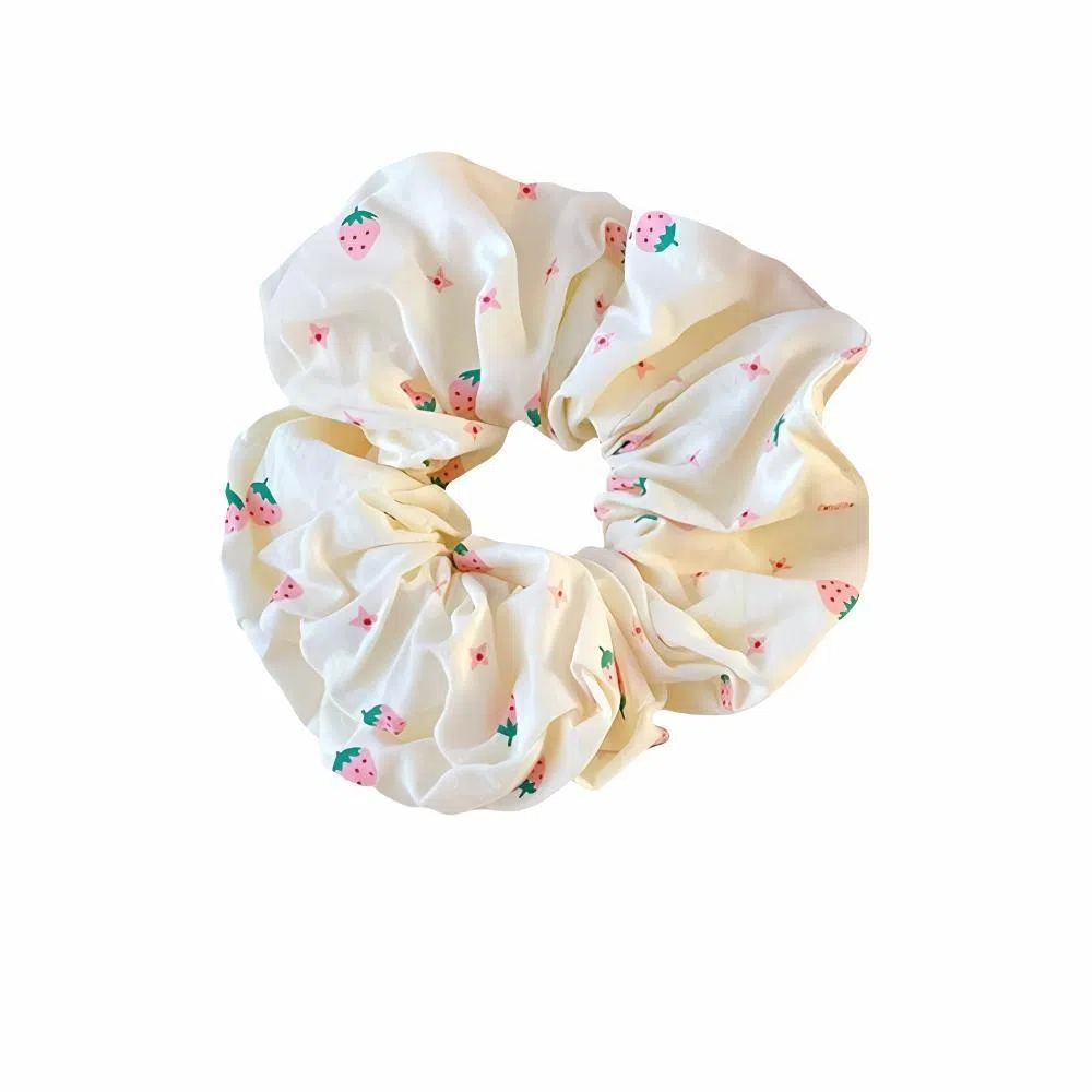 丹琴 甜心粉草莓大肠圈发可爱少女感扎发皮筋头绳丸子头早春甜美不伤发 布艺 发圈 女款