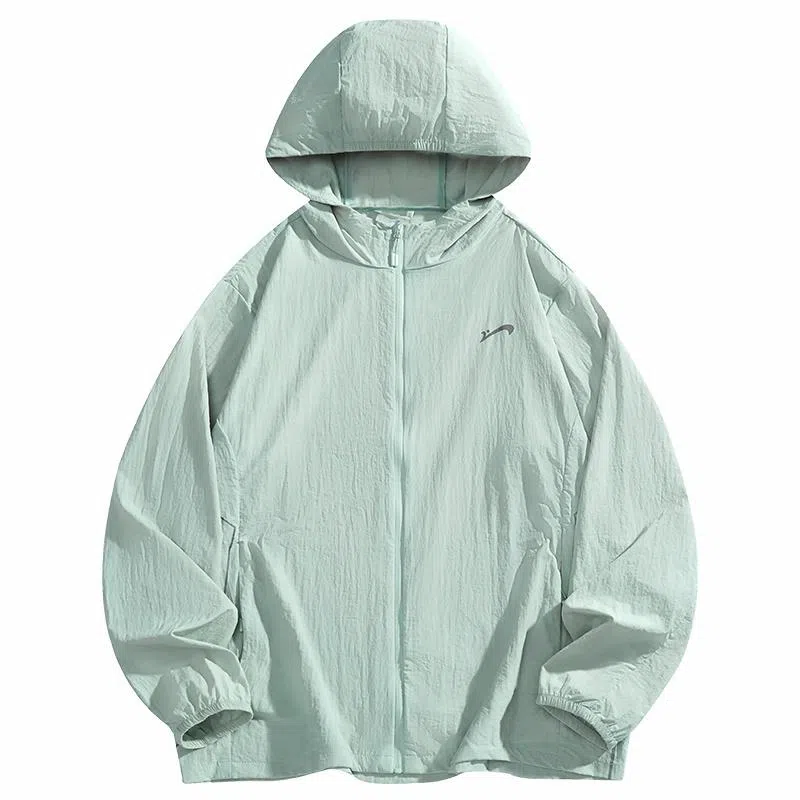 贵人鸟 美式高街简约纯色舒适时尚百搭印花连帽长袖 透气防紫外线防晒服 男女同款