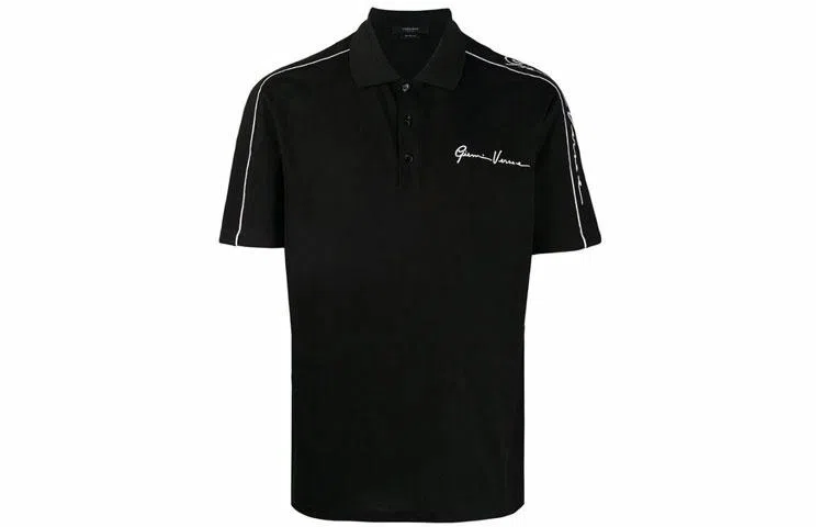 Versace GV Embroidered Polo Black