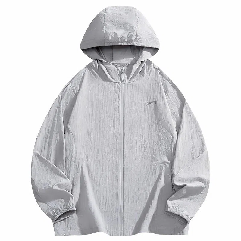 贵人鸟 美式高街简约纯色舒适时尚百搭印花连帽长袖 透气防紫外线防晒服 男女同款