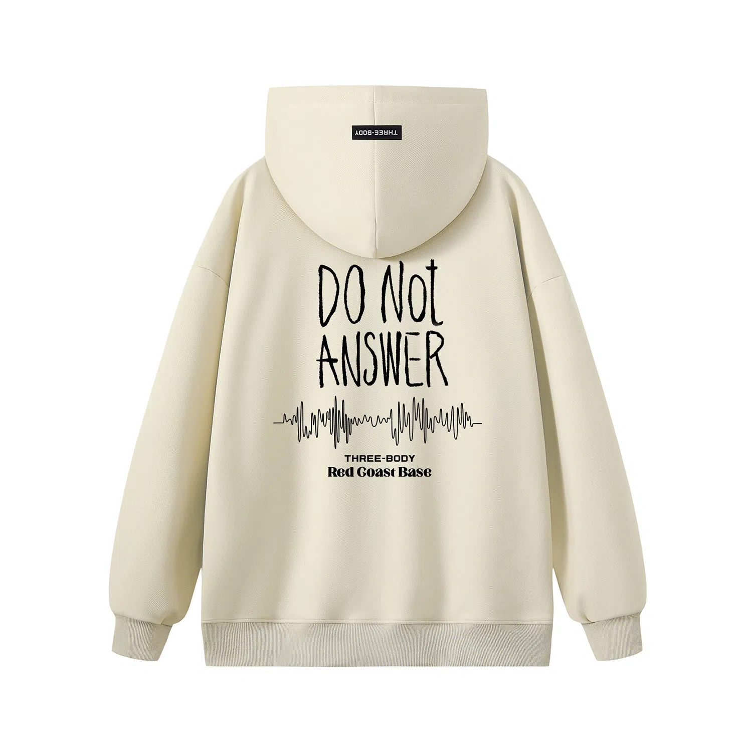 三体 不要回答系列 美式复古休闲宽松百搭简约基础款字母印花连帽高街潮牌街头嘻哈长袖重磅卫衣 男女同款