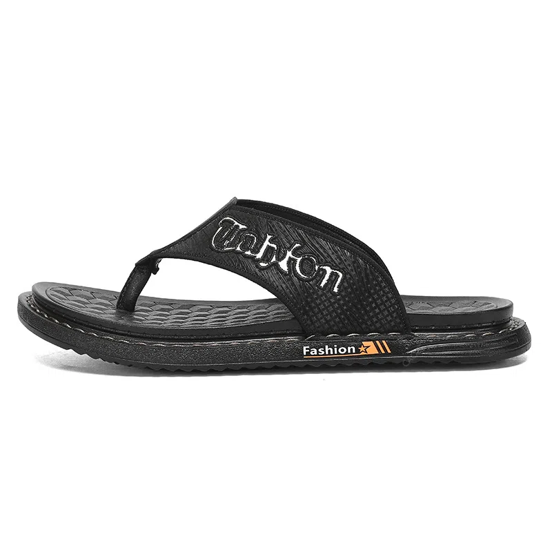 潮泽 简约百搭 车缝线 速干人字拖鞋 男款