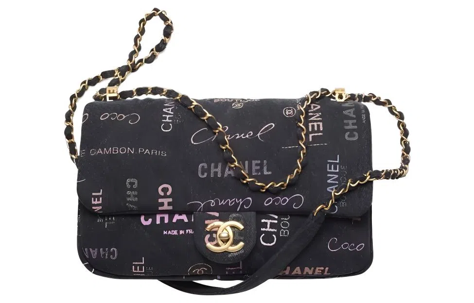 CHANEL Classic Flap CF Denim Black Gold
