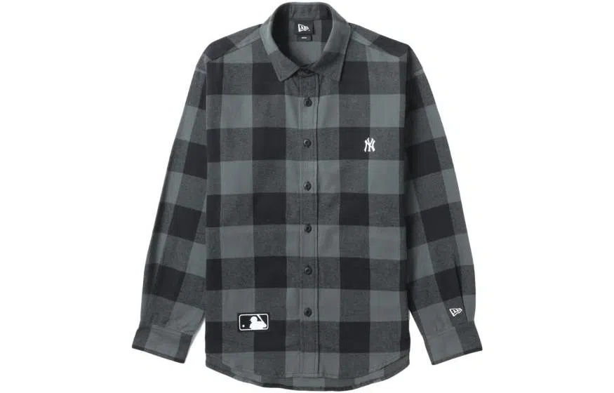 New Era x MLB Plaid Logo Shirt Black