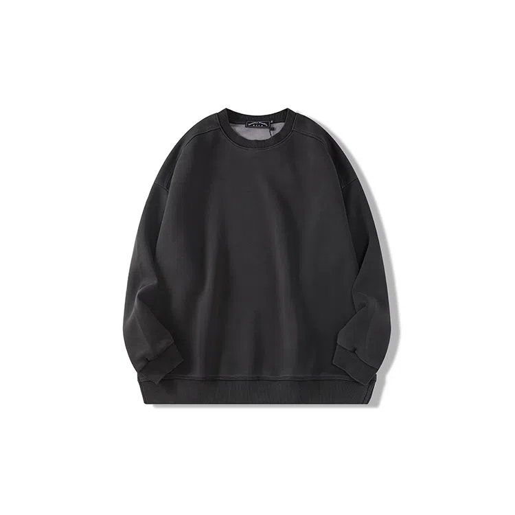 我是大卫 港风宽松美式简约百搭纯色圆领长袖卫衣 男女同款 深灰色