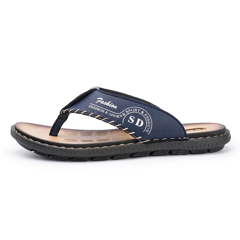 潮泽 潮流时尚 车缝线 防磨人字拖鞋 男款