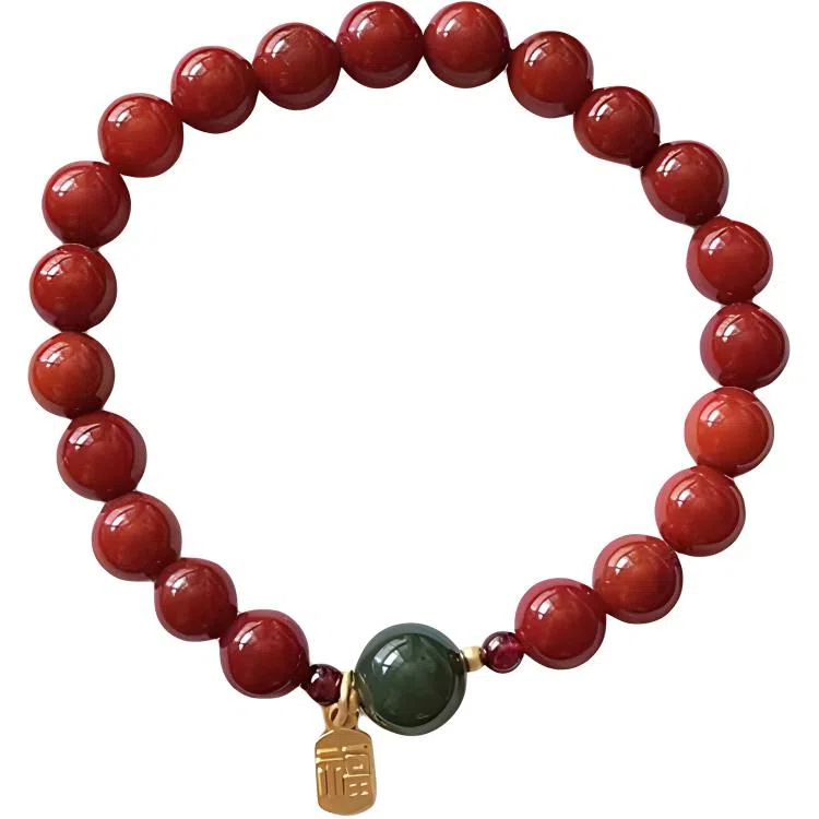 【福常在】 指尖瑰宝 招财纳福福运转运平安纳财纳福诸事顺利福牌古风国潮招财#好运天然 玛瑙 玉石手串 男女同款情侣款