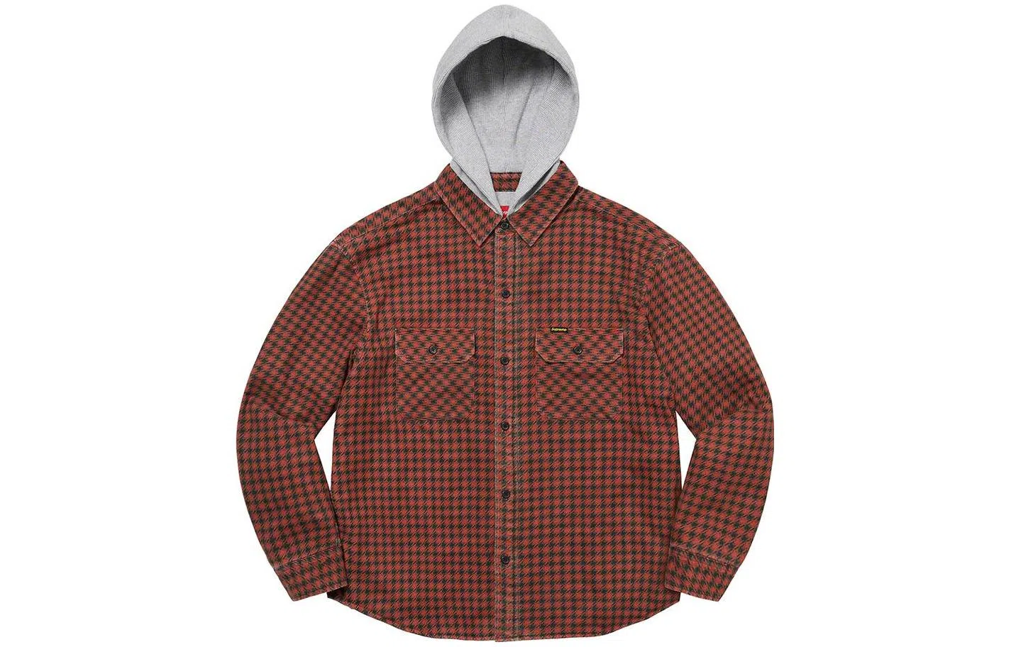 Supreme FW22 Week 10 Houndstooth Flannel Hooded Shirt