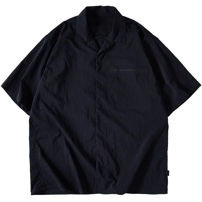 Mountain Style Logo Cuban Collar Shirt Navy