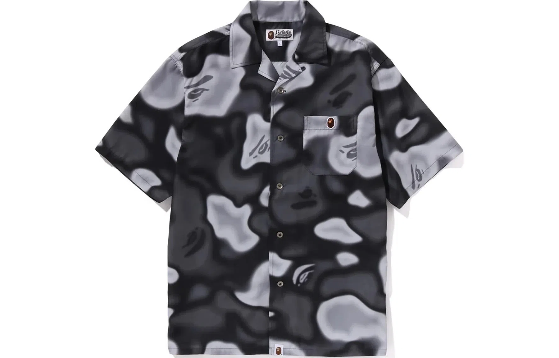A BATHING APE Liquid Camo One Point Open Collar Shirt