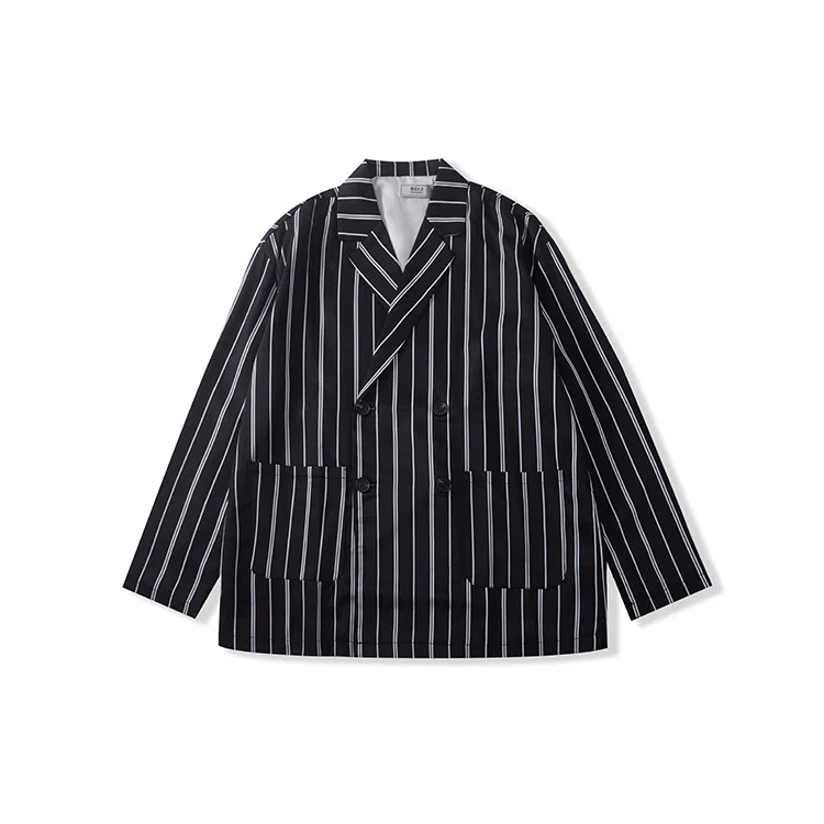 我是大卫 条纹宽松双排扣长袖衬衫 男款