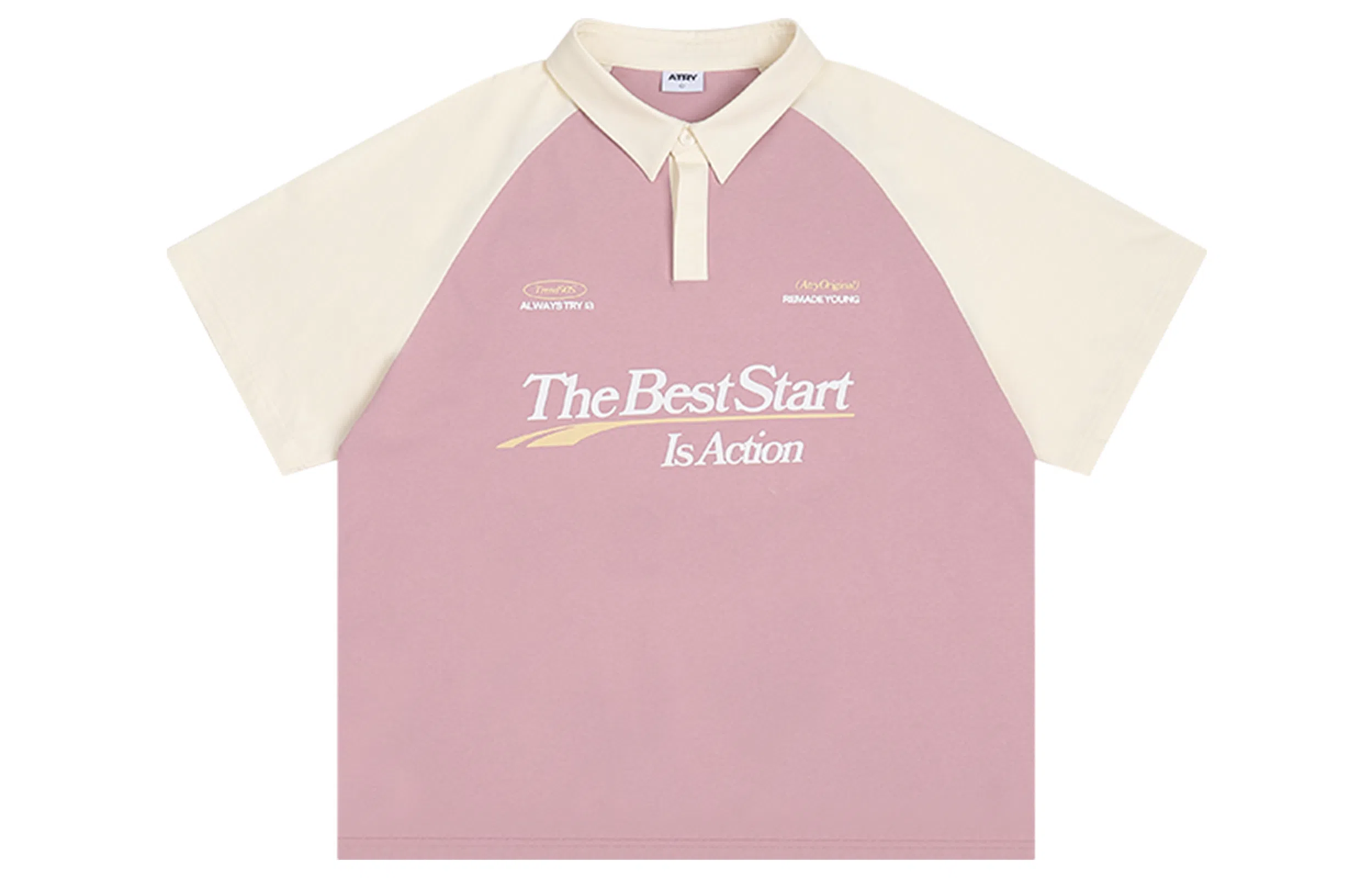 Atry拼色字母印花短袖插肩Polo衫