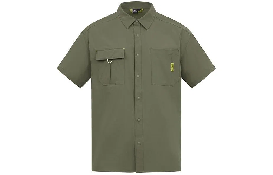 探路者 纯色宽松速干短袖衬衫 男款