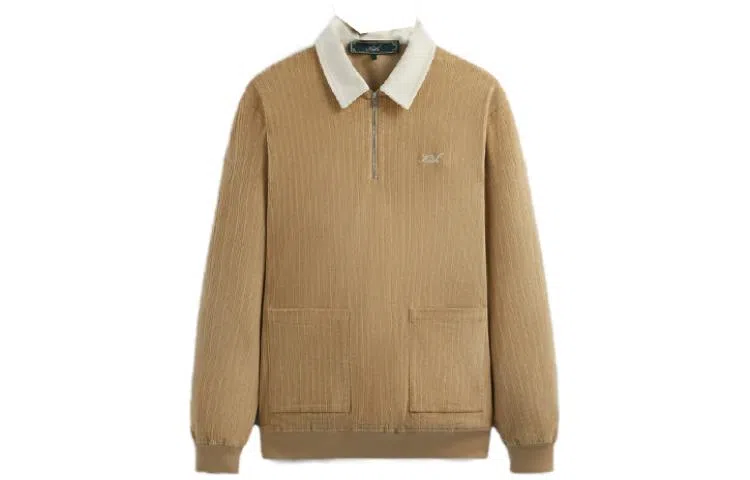 KITH Corduroy Stripe Zip Polo Khaki