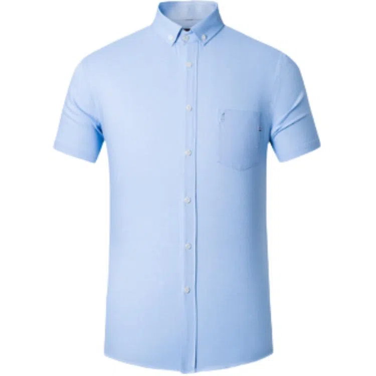 才子 透气修身翻领短袖衬衫 男款