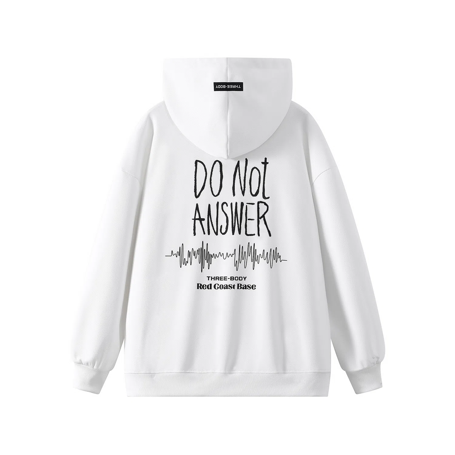 三体 不要回答系列 美式复古休闲宽松百搭简约基础款字母印花连帽高街潮牌街头嘻哈长袖重磅卫衣 男女同款