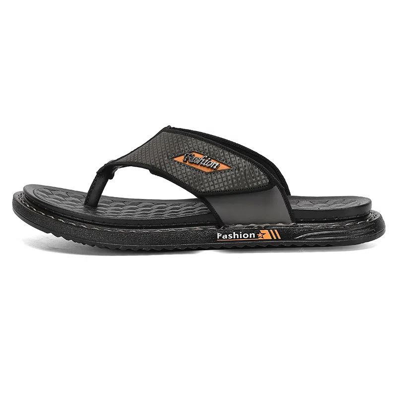 潮泽 简约舒适 车缝线 防磨防滑人字拖鞋 男款