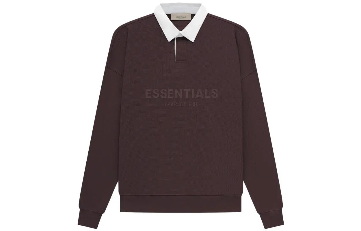 Fear of God Essentials Waffle Henley Rugby Plum