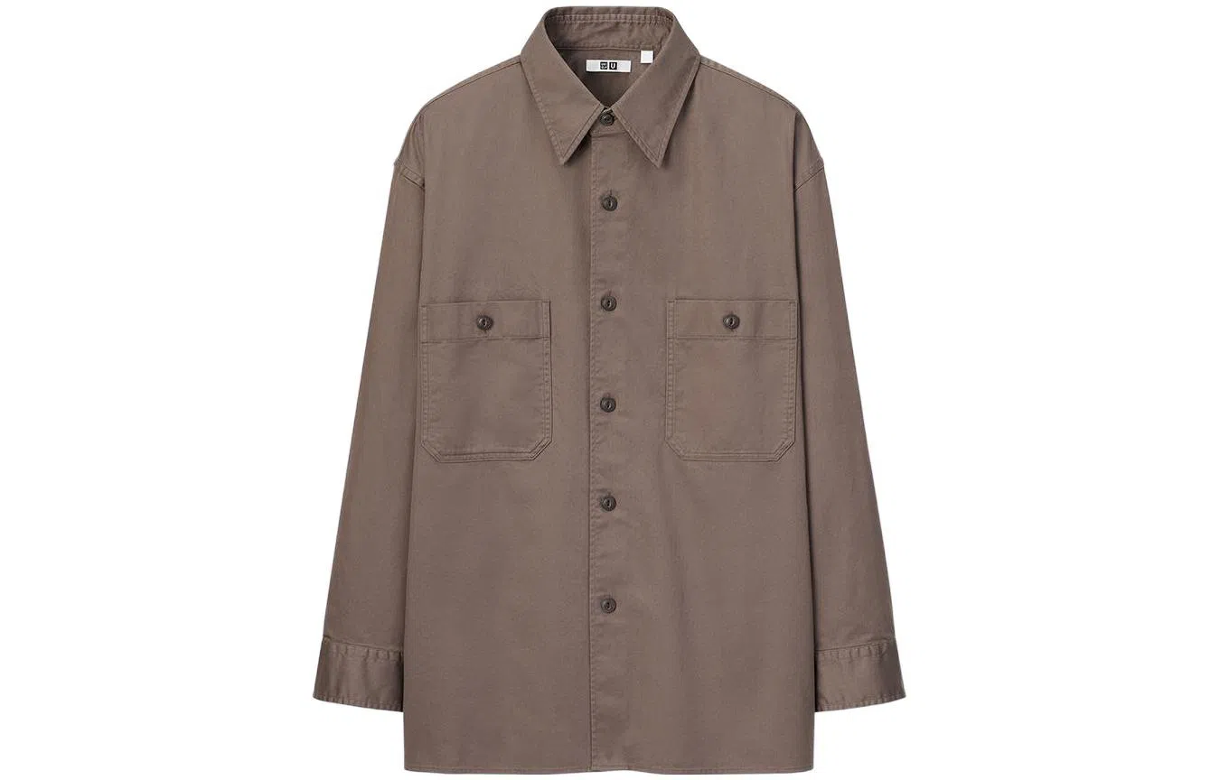UNIQLO Workwear Long Sleeve Shirt Camel
