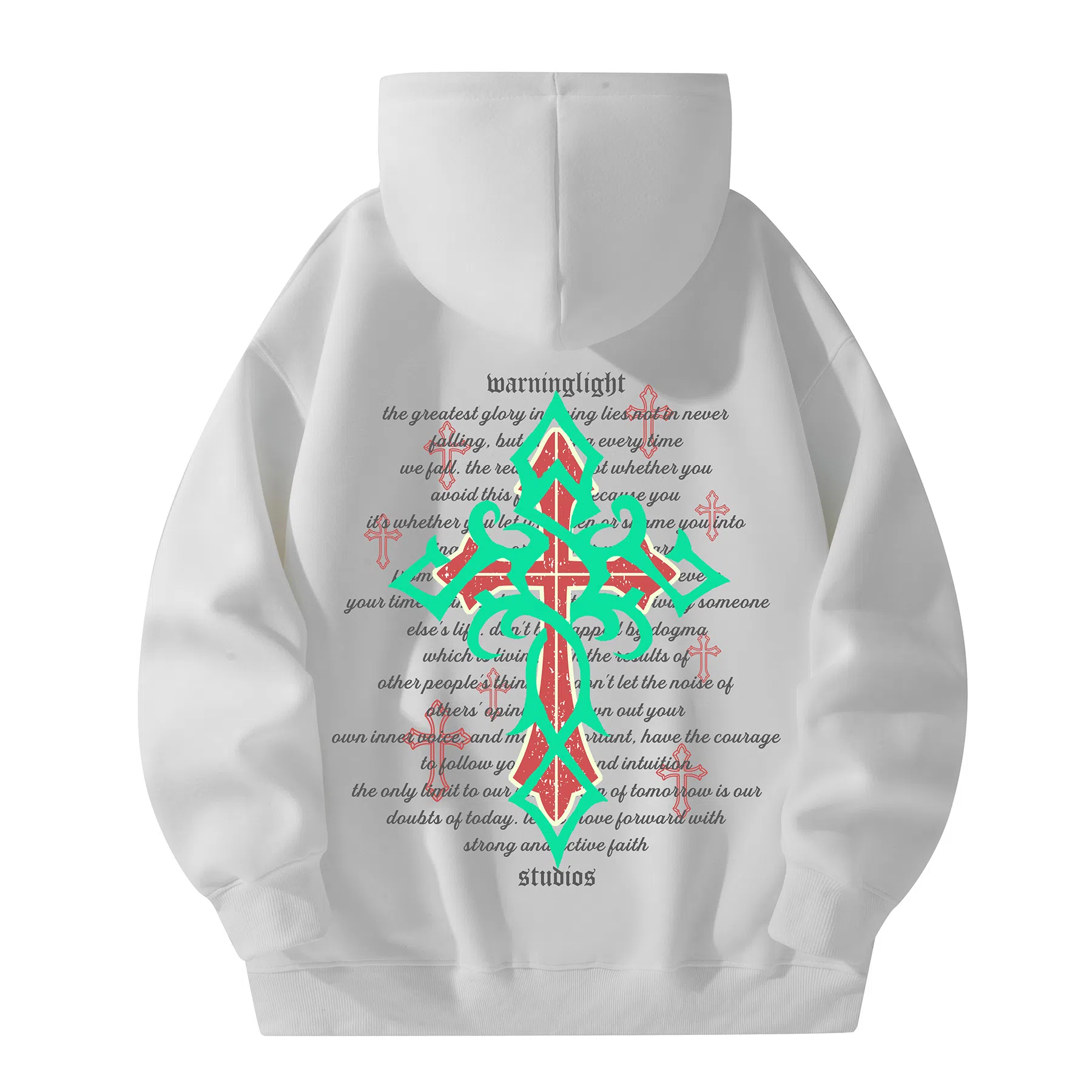 WARNING LIGHT Cross Print Hoodie