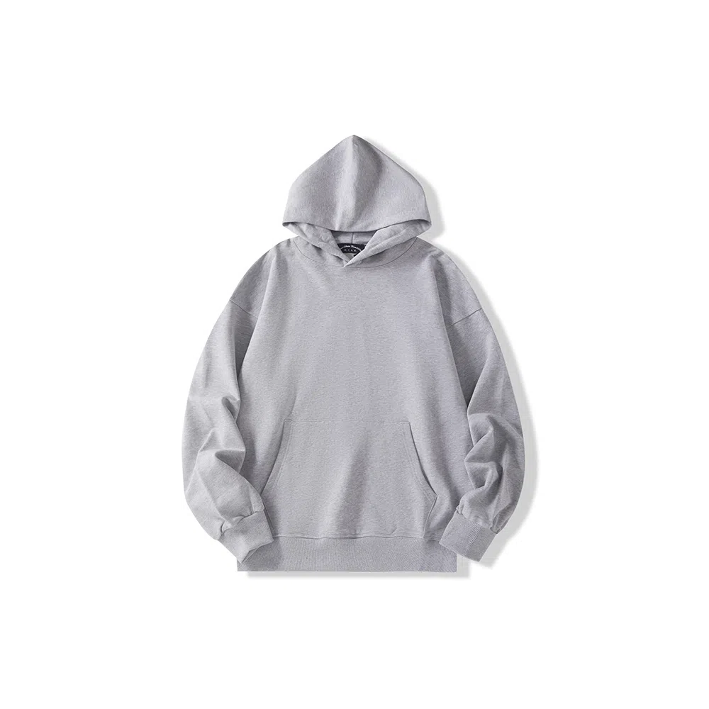 我是大卫 基础简约纯色重磅休闲落肩连帽休闲卫衣 男女同款