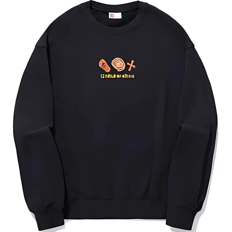 中国李宁 宽松休闲舒适套头卫衣 男女同款 黑色