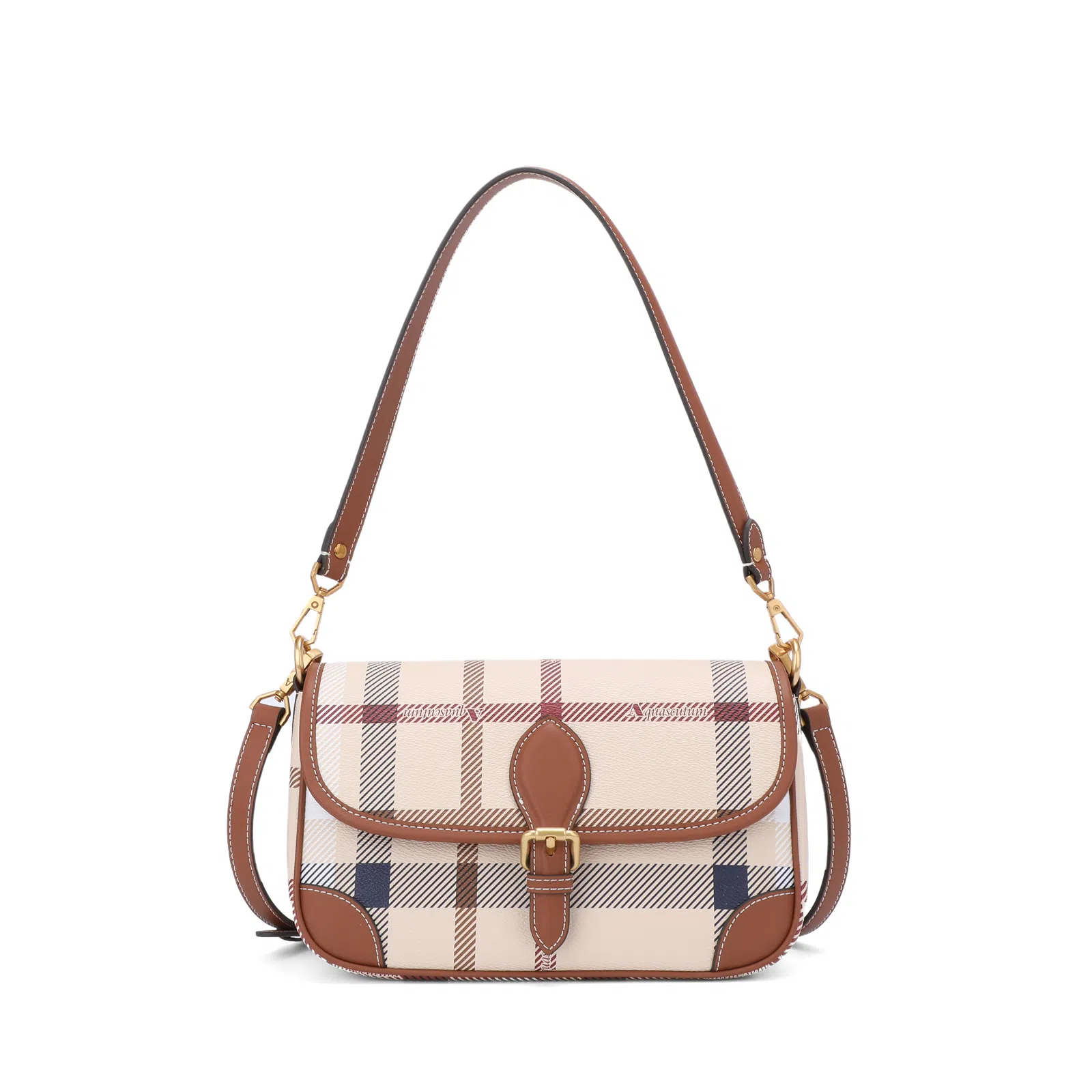 Aquascutum PVC Shoulder Bag Brown