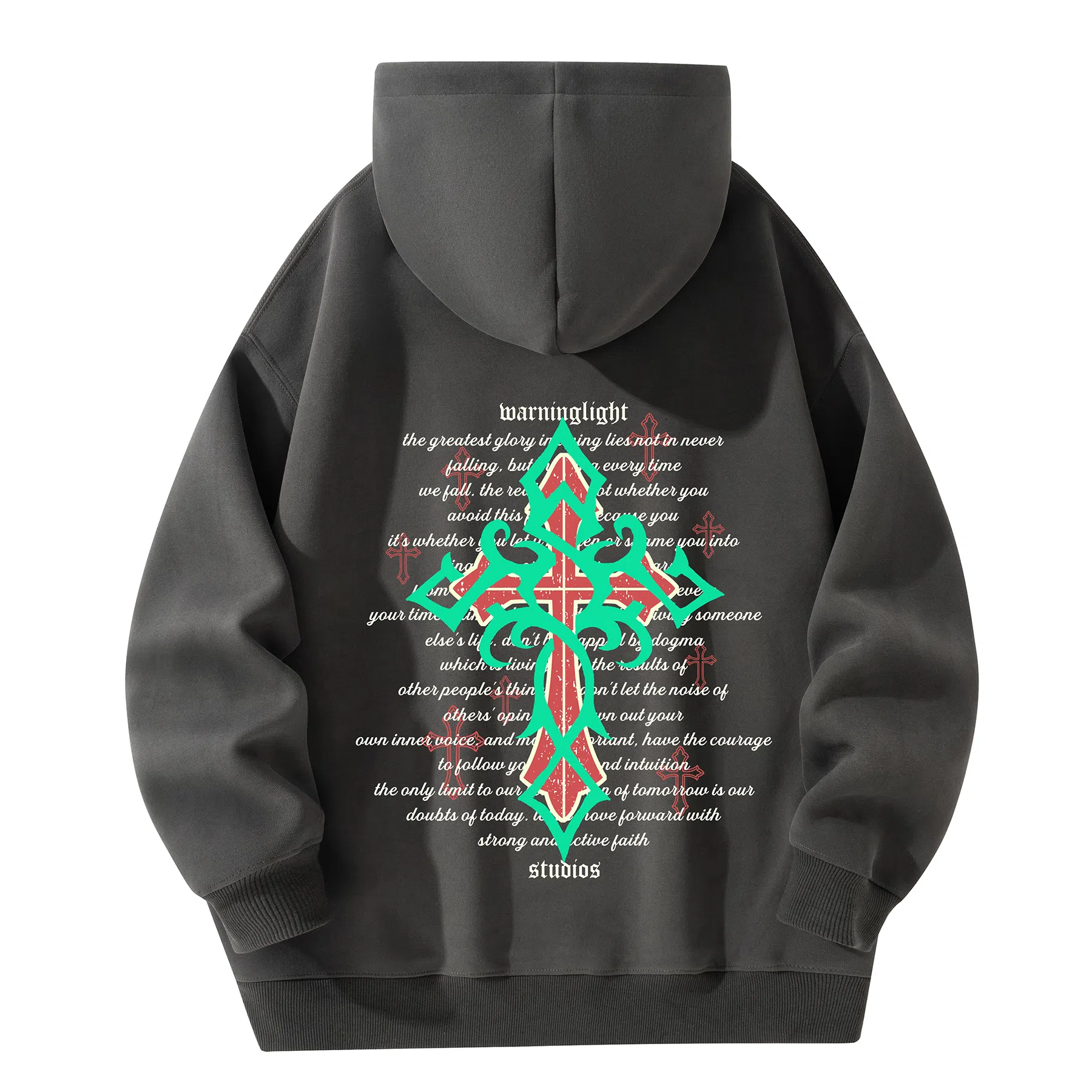 WARNING LIGHT Cross Print Hoodie