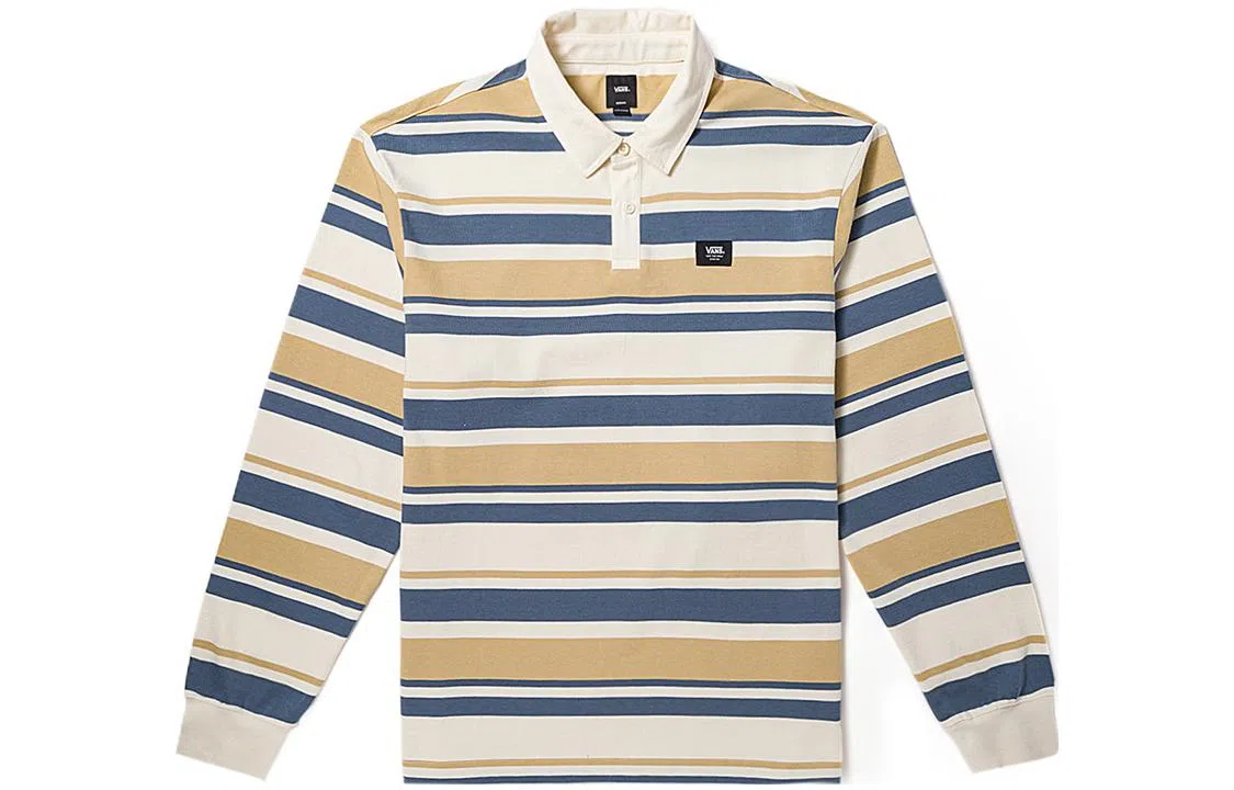 Vans Striped Long Sleeve Polo Shirt Off White